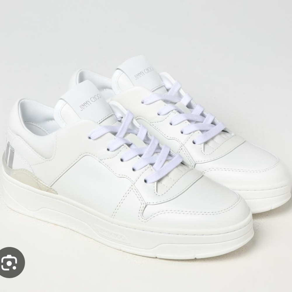 Jimmy Choo Florent Sneakers In  Leather White and Silver Tennis Shoes